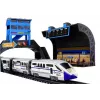 LEAN TOYS Commuter Train 244 cm Battery-Operated Electric Toy Train Set with Railway Station and Carriages