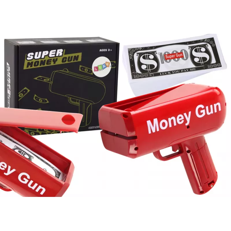 LEAN TOYS Money Gun Shooting Red Launcher Money Gun Banknotes