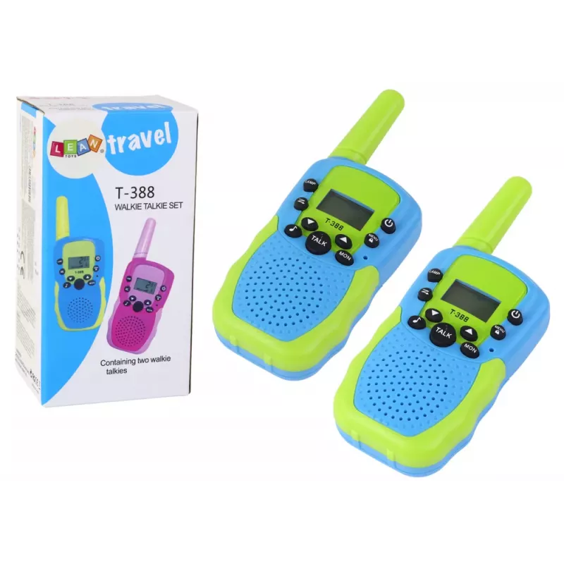 LEAN TOYS Walkie Talkie Set Green/Blue 3 km Range for Children
