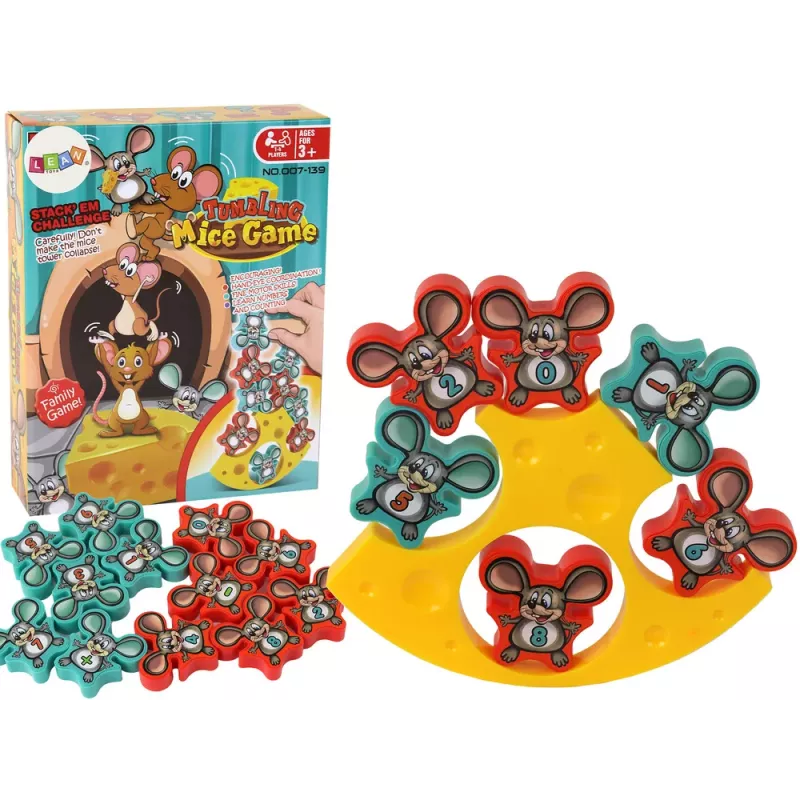 LEAN TOYS Arcade Game Mice Balancing Cheese Tower 12 Pieces - Maths Lesson