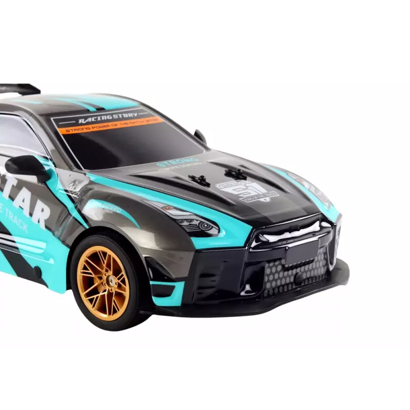 LEAN TOYS Suur Kaugjuhitav Sportauto 1:10 Türkiis ja Must