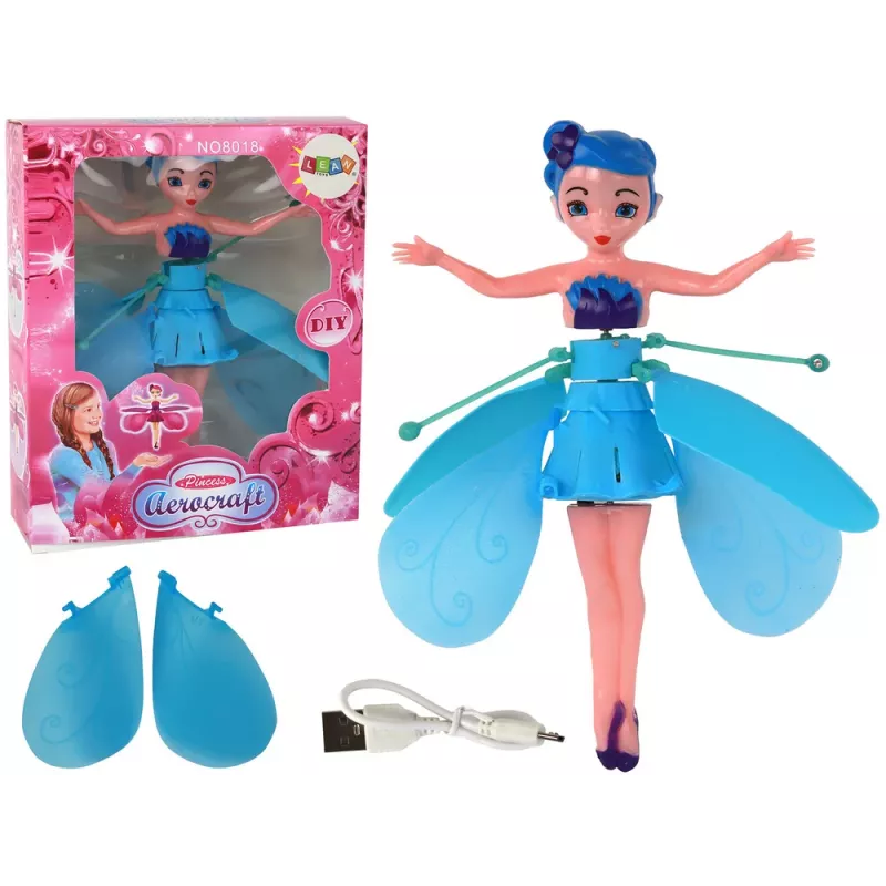 LEAN TOYS Kätega juhitav maagiline sinine haldjas lendav nukk