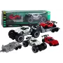 LEAN TOYS Komplekt: Valge maastikuauto, punane sportauto, puksiirauto