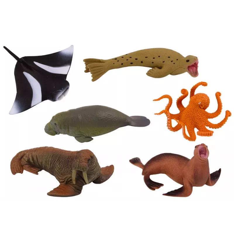 LEAN TOYS Mereelukate Kujukeste Komplekt Morsk Hüljes Kaheksajalg 6tk