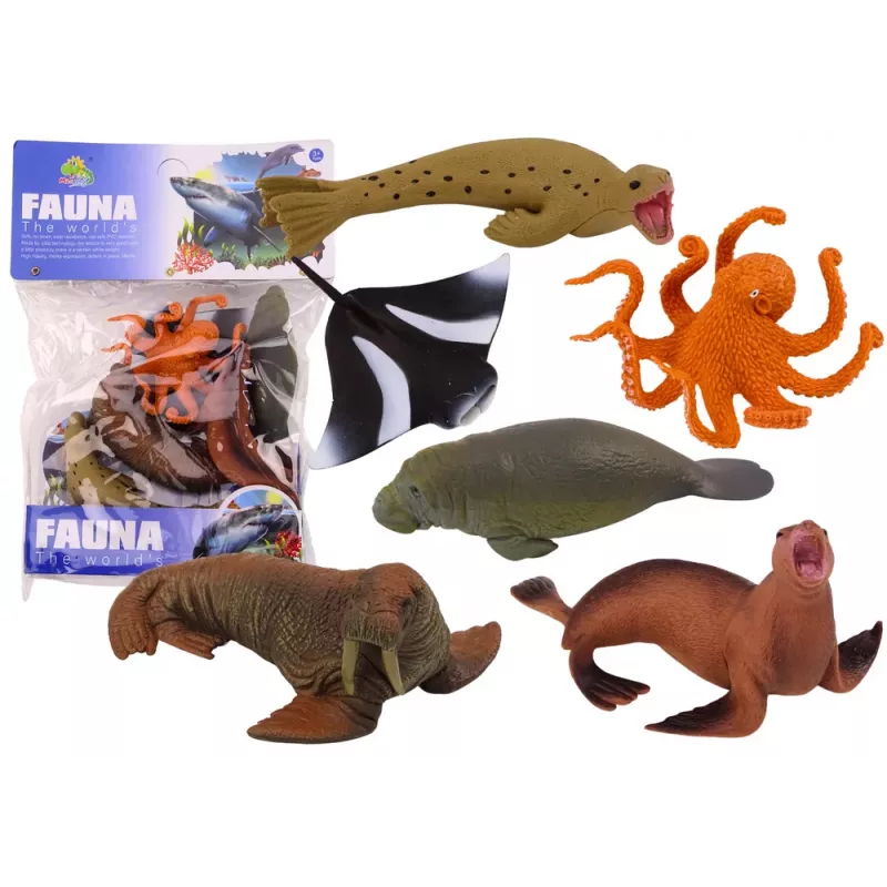 LEAN TOYS Mereelukate Kujukeste Komplekt Morsk Hüljes Kaheksajalg 6tk