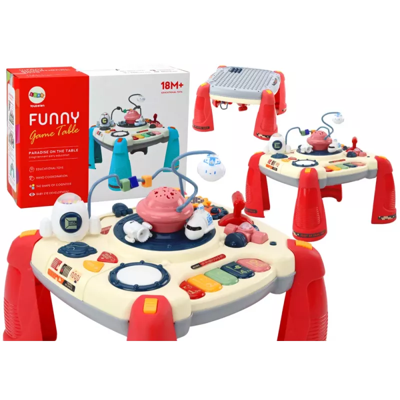 LEAN TOYS Interaktiivne õppelaud laste paneelklaveriga Kosmos Punane