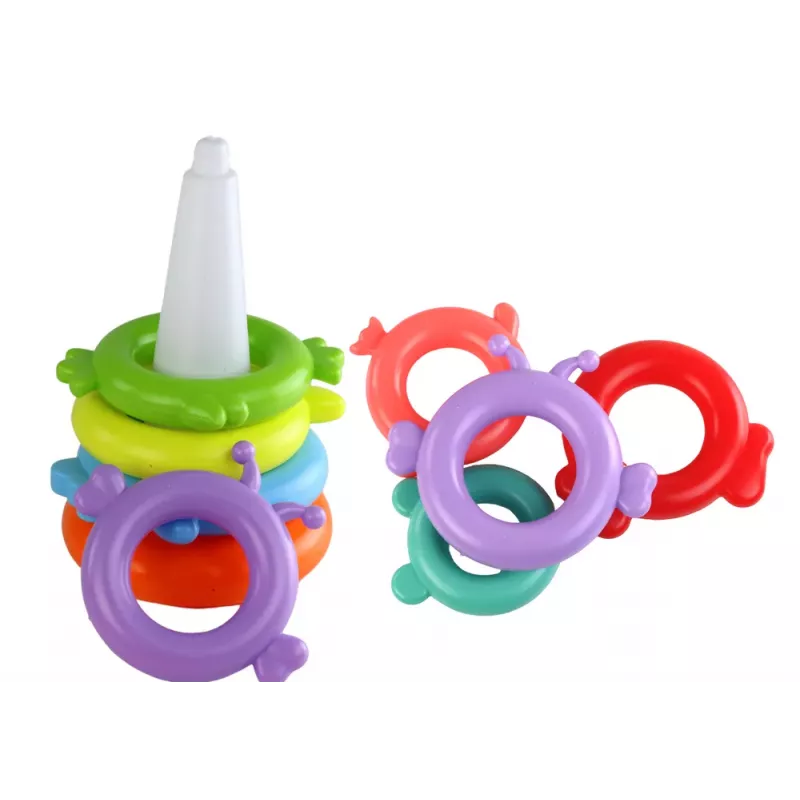 LEAN TOYS Pyramid Unicorn Puzzle 8 Circles Colorful 29cm x 14cm x 14cm