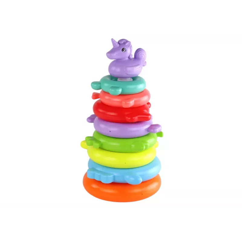 LEAN TOYS Pyramid Unicorn Puzzle 8 Circles Colorful 29cm x 14cm x 14cm