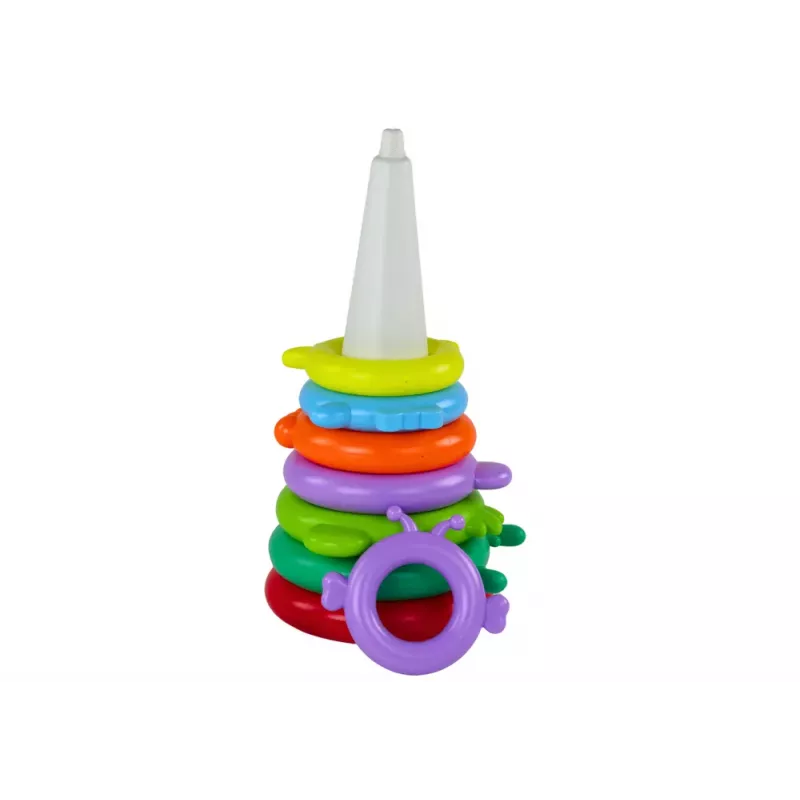 LEAN TOYS Giraffe Pyramid Puzzle 13 Circles Colorful 43cm x 18cm x 18cm