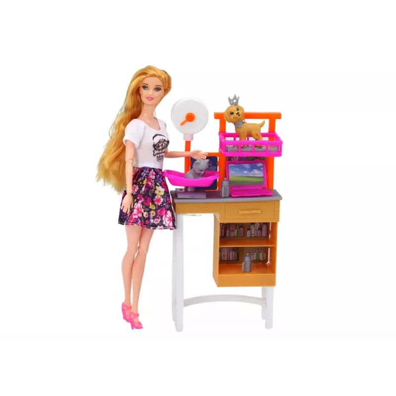LEAN TOYS Nukumängukomplekt koerte ja kassiga ning loomaarsti tarvikutega
