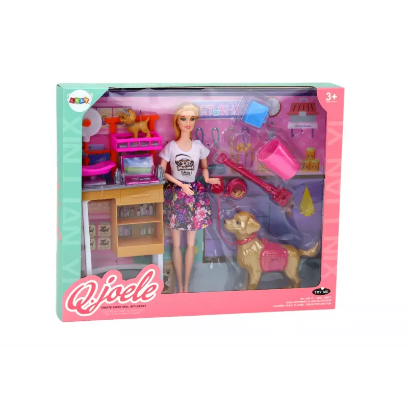 LEAN TOYS Nukumängukomplekt koerte ja kassiga ning loomaarsti tarvikutega
