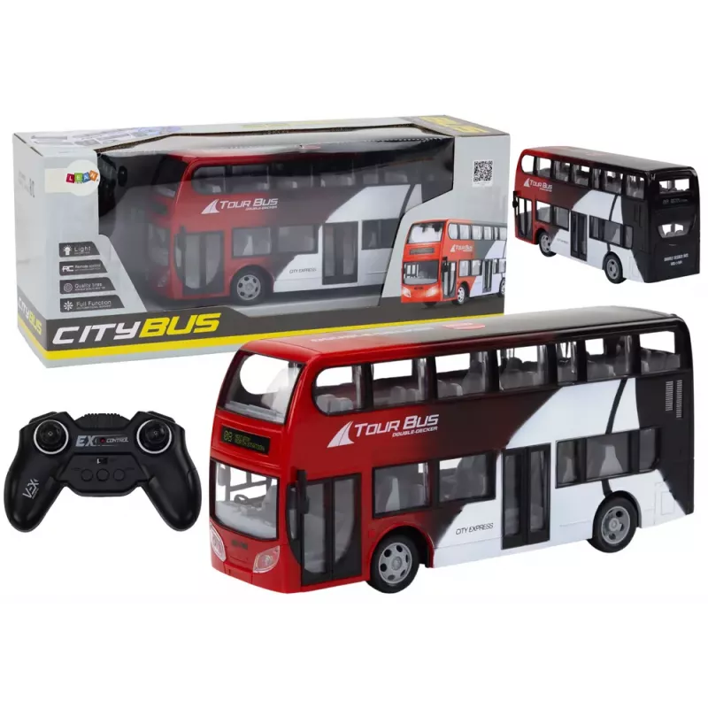 LEAN TOYS Double Decker Bus Remote Controlled RC Lights 1:24 Red