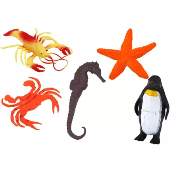 LEAN TOYS Figuuride komplekt Mereelukad Veealune Pingviin Hai Krabi 10 tk