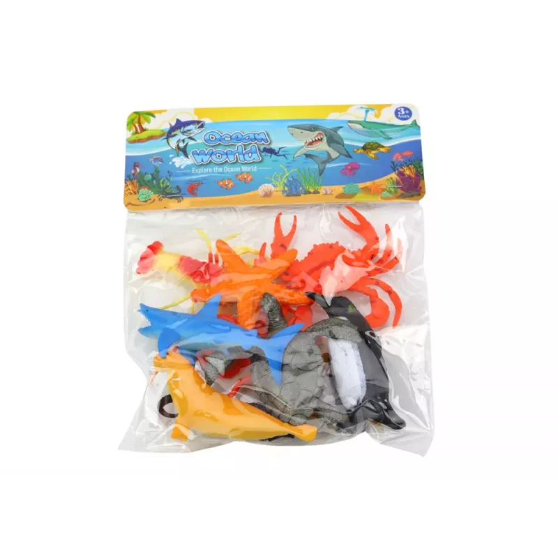 LEAN TOYS Figuuride komplekt Mereelukad Veealune Pingviin Hai Krabi 10 tk