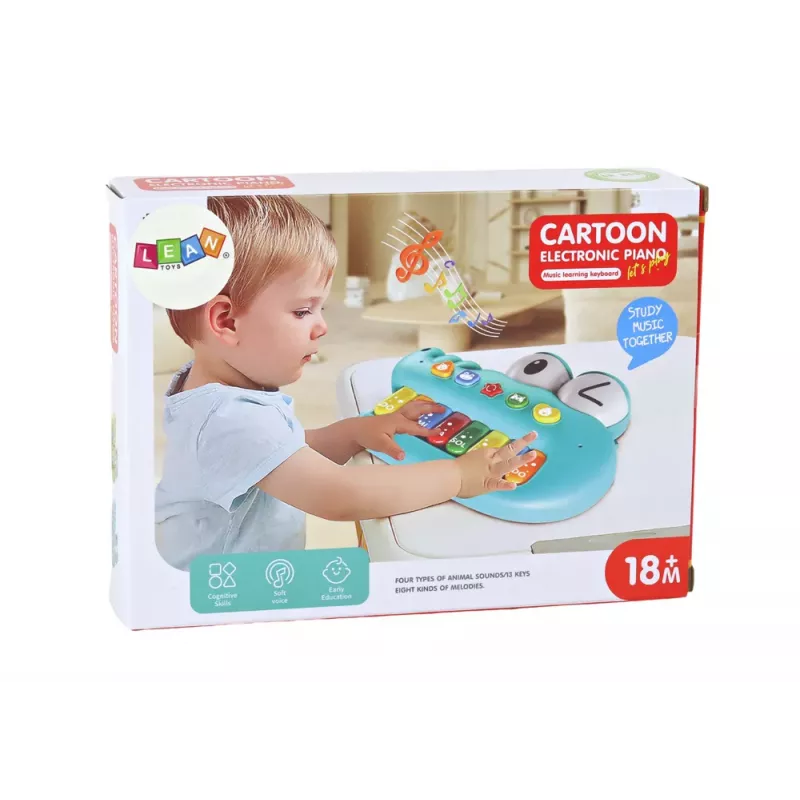 LEAN TOYS Hariv muusikaline klaveriorgel, roheline krokodill, heli ja valgusega
