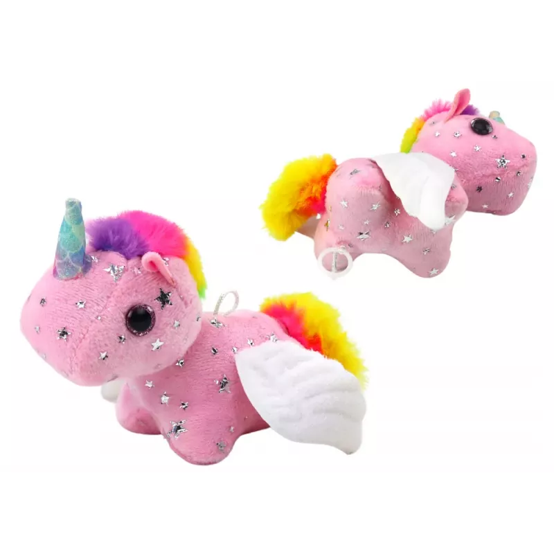 LEAN TOYS Unicorn Plush Pull-On Jumping Horse Pink