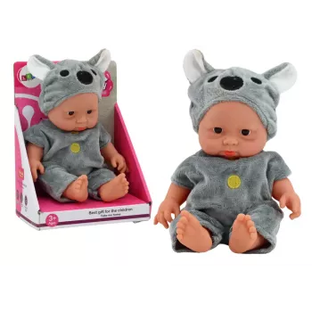 LEAN TOYS Väike Beebinukk, Hallid Riided, Koaalamüts