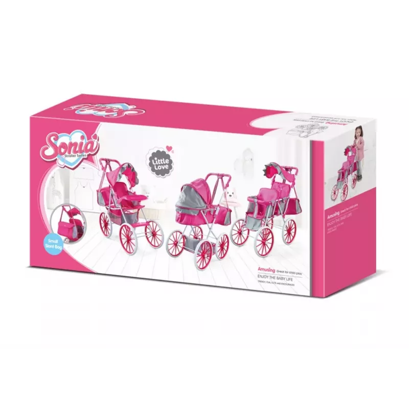 LEAN TOYS Nukukäru Metallist Raam Suured Rattad Roosa
