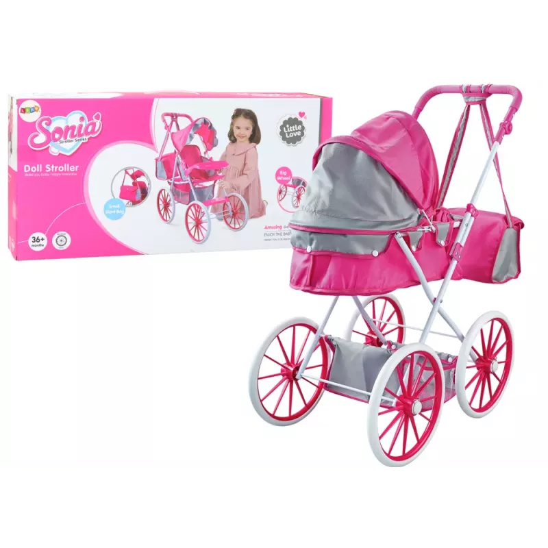LEAN TOYS Nukukäru Metallist Raam Suured Rattad Roosa