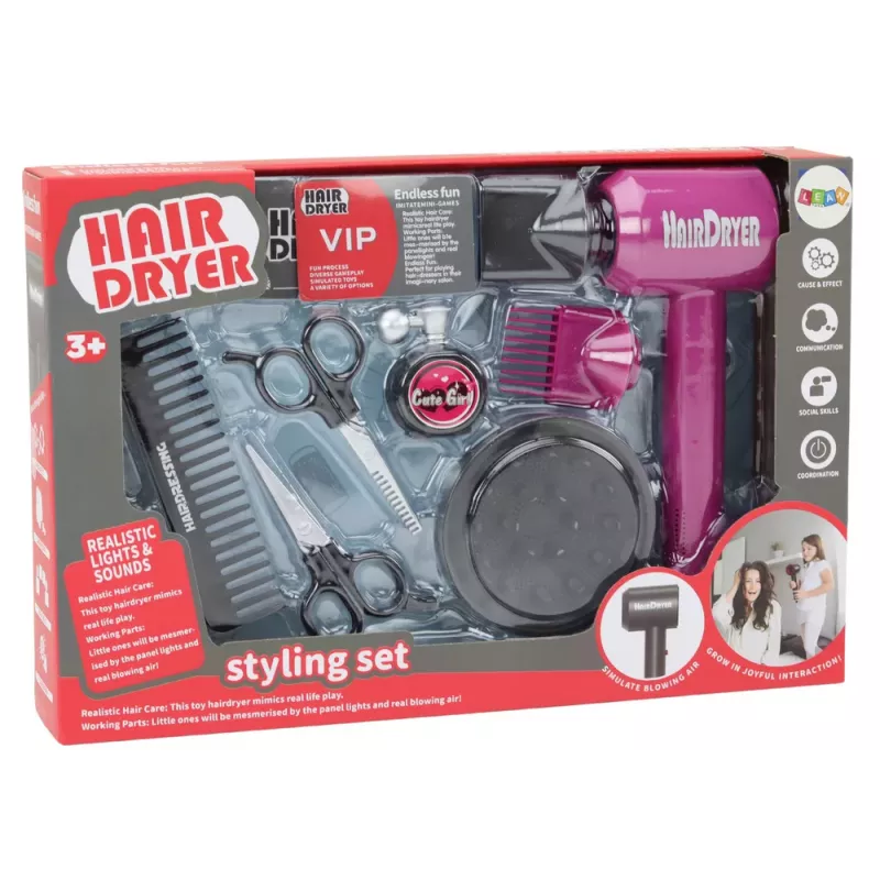 LEAN TOYS Juuksurikomplekt Ilusalong Föön 10-osaline