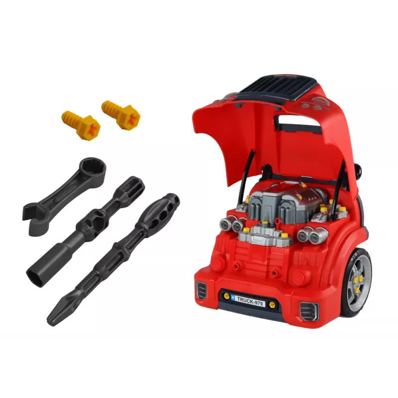 LEAN TOYS Workshop Engine Truck Disassembly DIY Kit Red