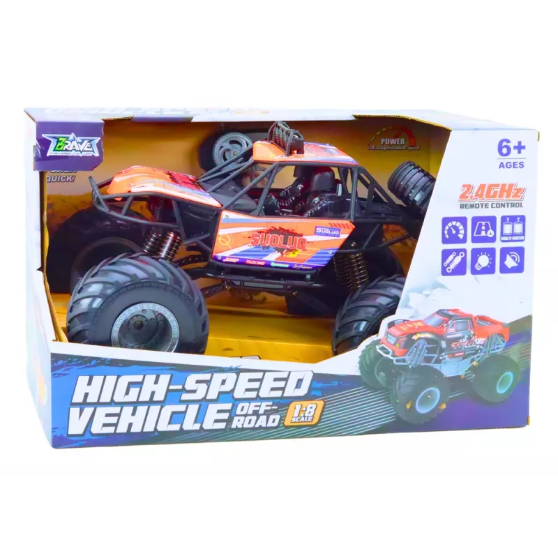 LEAN TOYS Off-road Remote Controlled RC Car 1:8 Shock Absorbers Orange