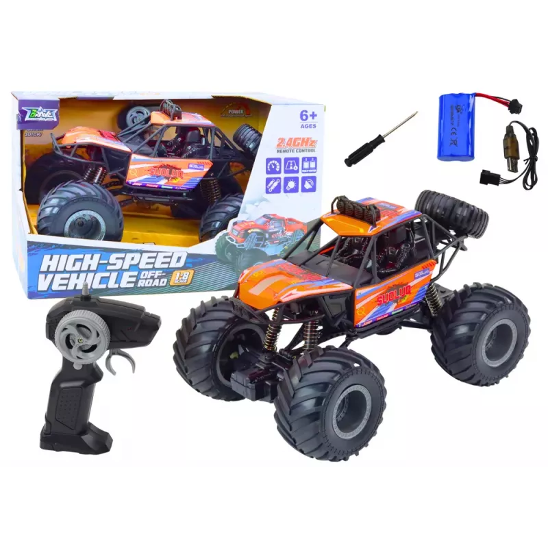 LEAN TOYS Off-road Remote Controlled RC Car 1:8 Shock Absorbers Orange