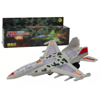 LEAN TOYS Military Fighter F35 Driving Lights Sounds Gray
