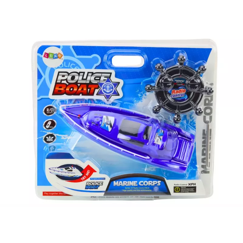 LEAN TOYS Kaugjuhitav Politseipaat RC Sinine 27MHz