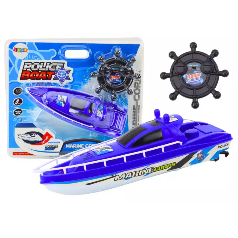 LEAN TOYS Kaugjuhitav Politseipaat RC Sinine 27MHz