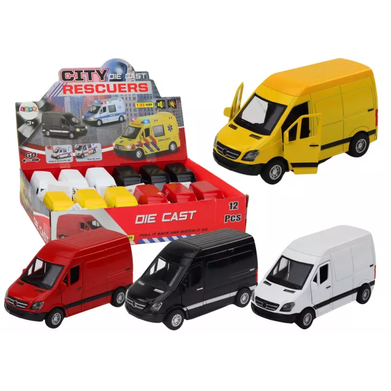 LEAN TOYS Delivery Car 1:32 Lights Sounds Red Black Yellow White