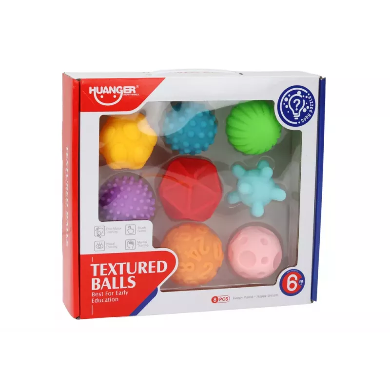 LEAN TOYS Meelelised pallid erinevate tekstuuridega, 8 värvilist tükki
