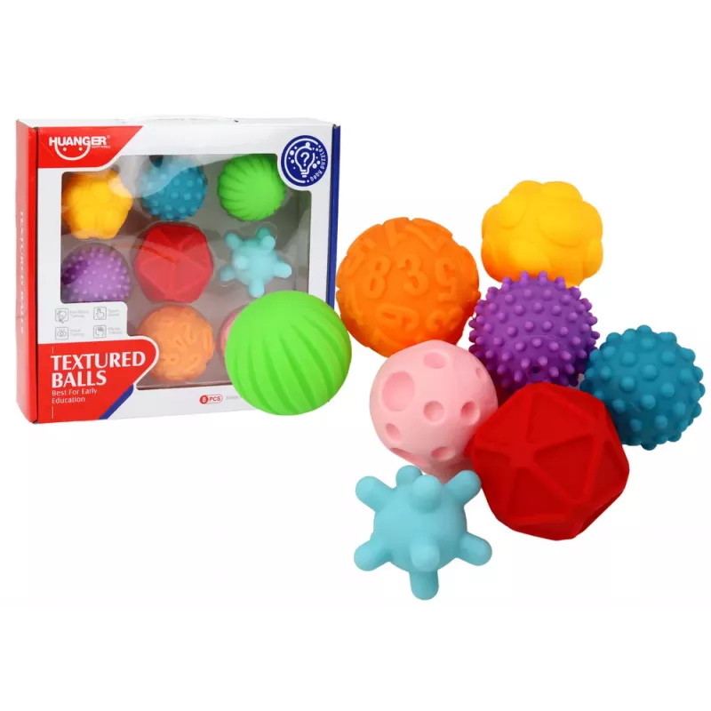 LEAN TOYS Meelelised pallid erinevate tekstuuridega, 8 värvilist tükki