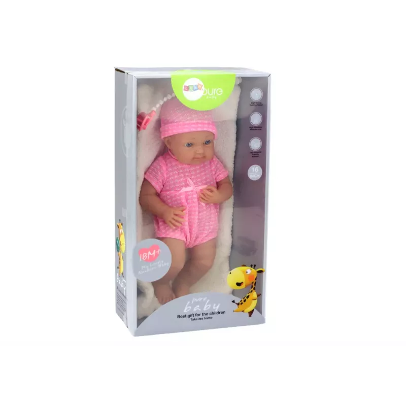 LEAN TOYS Beebinukk roosade riiete, mütsi, luti ja tekiga