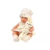 LEAN TOYS Beebinukk kandekotis jänkuriietuses, beež