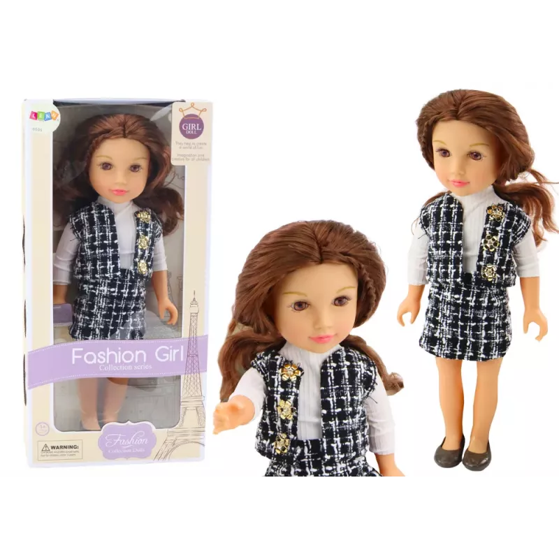 LEAN TOYS Steffi Love nukk elegantses ruudulises riietuses pruunide juustega