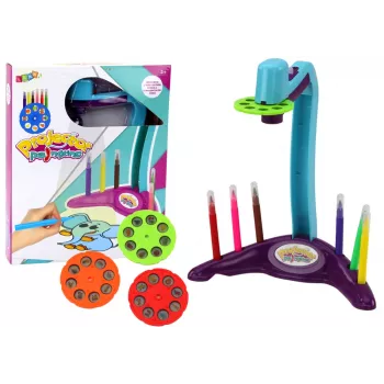 LEAN TOYS Joonistamisprojektor 3 vahetatava kettaga ja pastakatega Lilla
