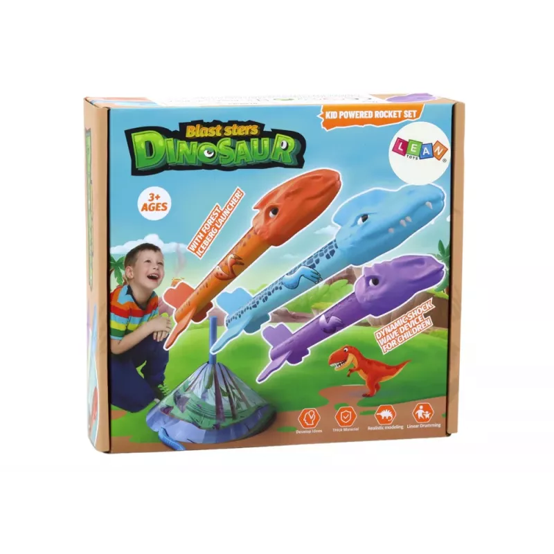 LEAN TOYS Raketimäng Dinosaurused Mets Värviline Push Up