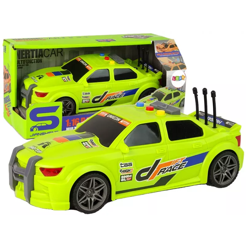 LEAN TOYS Sports Car Racing Lights Sounds Green 1:16