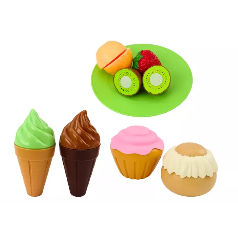 LEAN TOYS Fast Food Set Fruits Steak Ice Cream Accessories Pizza French fries 26 pcs.