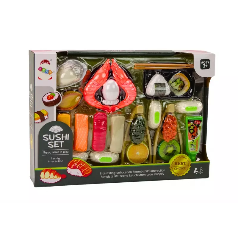 LEAN TOYS Sushi mängukomplekt, krevetitarvikud lastele, 24 tükki