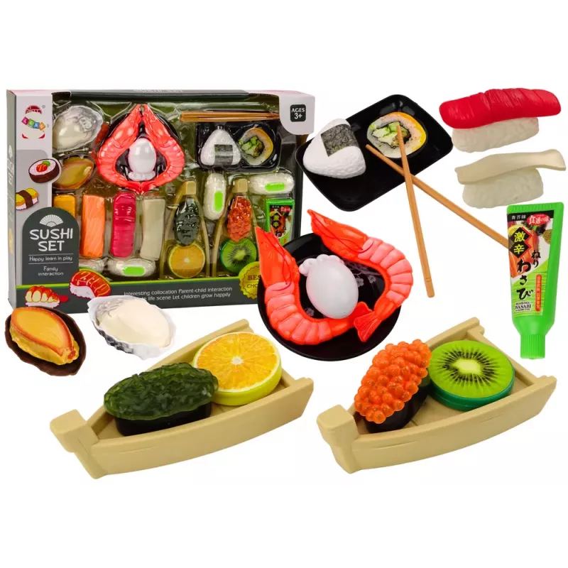 LEAN TOYS Sushi mängukomplekt, krevetitarvikud lastele, 24 tükki