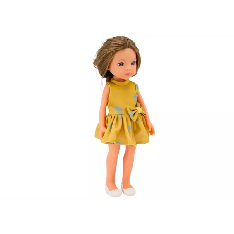 LEAN TOYS Nukk Kollane Kleit Pruunid Juuksed Suur Nukk 33cm