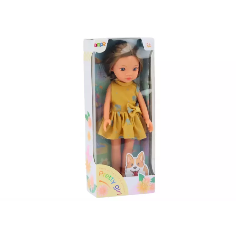 LEAN TOYS Nukk Kollane Kleit Pruunid Juuksed Suur Nukk 33cm