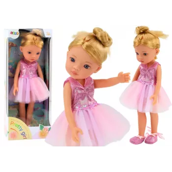 LEAN TOYS Roosa baleriin nukk 33cm kleidi, balletikingade ja tiaaraga