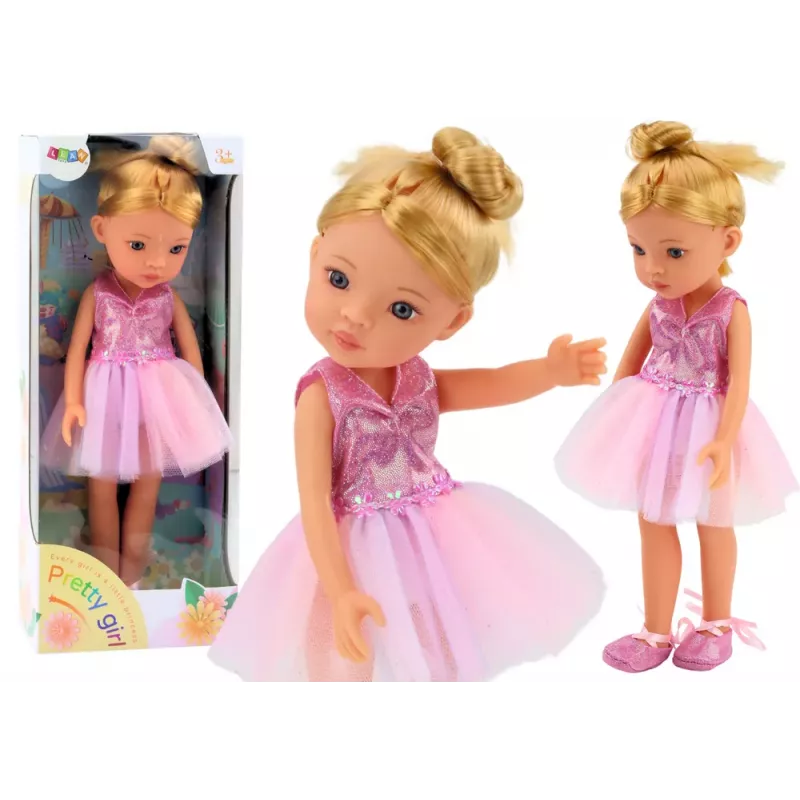 LEAN TOYS Roosa baleriin nukk 33cm kleidi, balletikingade ja tiaaraga