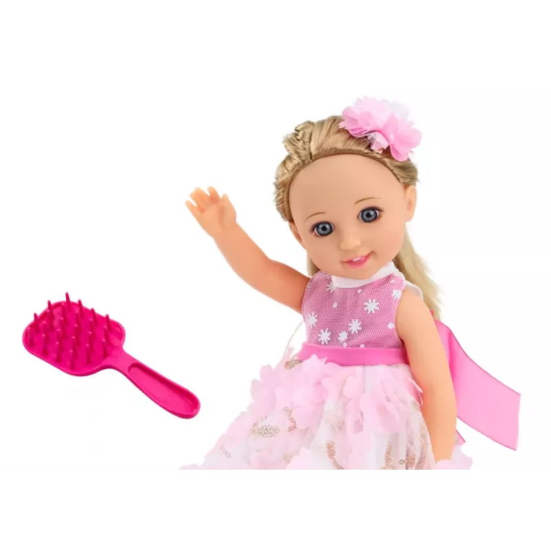 LEAN TOYS Nukk Roosa Kleit Pikkade Juustega Juuksenõelad Hari 38cm