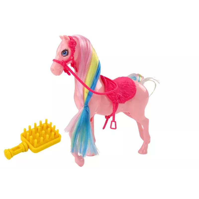 LEAN TOYS Figurine Horse With Colorful Mane and Pink Brush Saddle