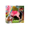 LEAN TOYS Figurine Horse With Colorful Mane and Pink Brush Saddle