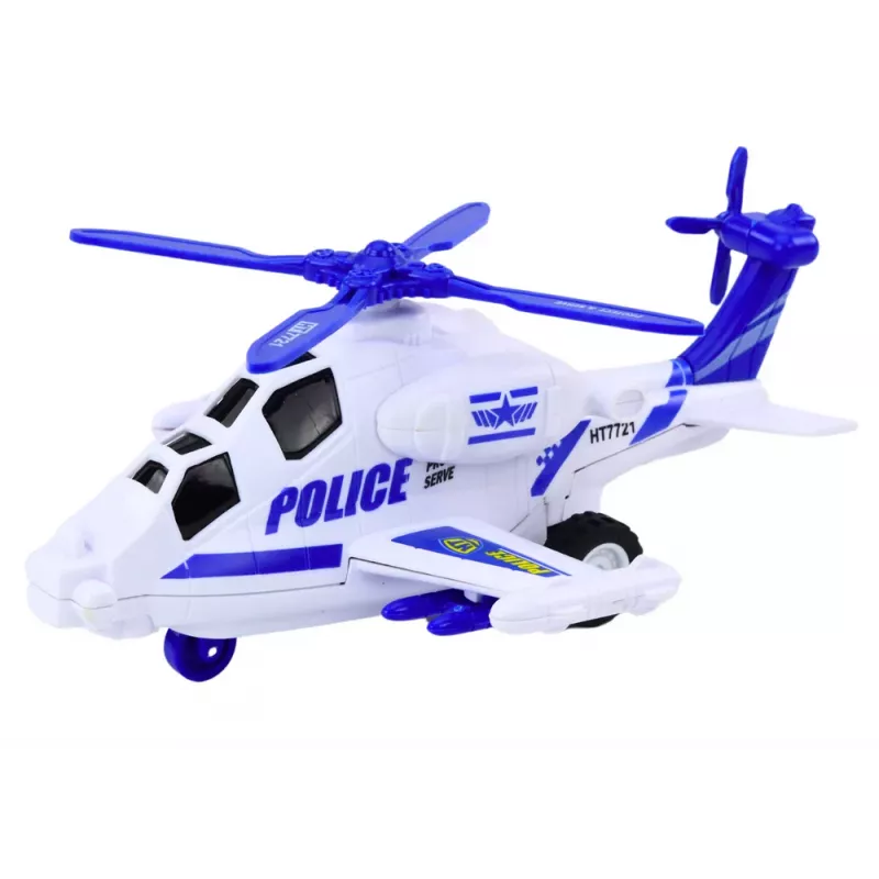 LEAN TOYS Politseihelikopter Valge või Must Hõõrdajamiga Heli ja Valgus